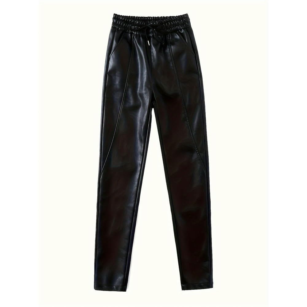 Pantalon de détente Sexy en Similicuir doublé Polaire pour Femme SYJYM avec Cordon de Serrage à la Taille et Poches