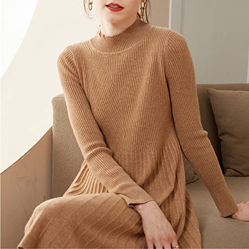 Robe pull cachemire marron pour rester au chaud sans effet gonflant