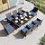 RTDTD 10 Pieces Patio Dining Set Outdoor Rattan Furniture Dinning Set with 2 Square Glass Tabletops 8 Chairs with Navy Blue Cushions for Patio, Backyard Outdoor Kitchen Lawn & Garden