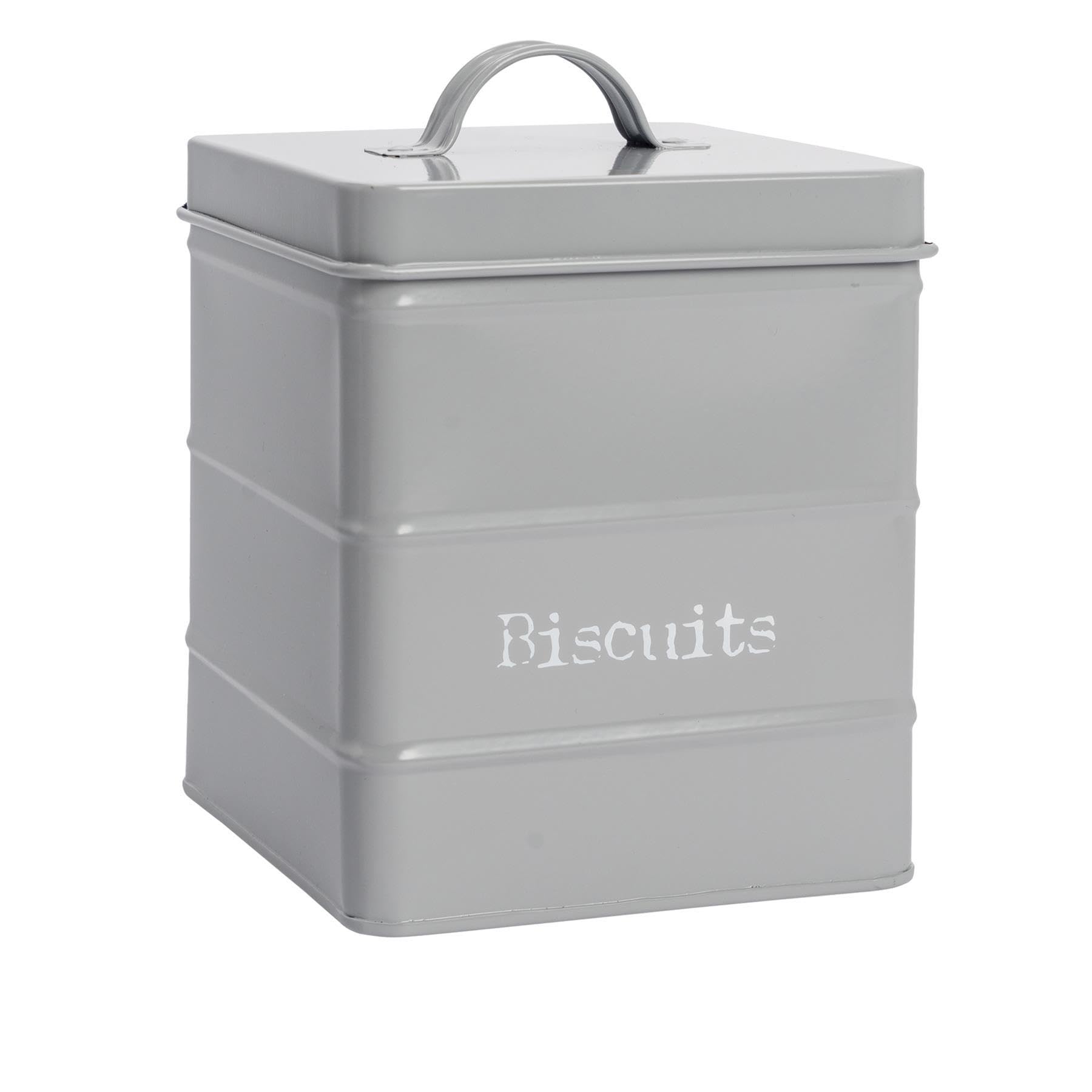 Harbour Housewares Vintage Biscuit Tin - Grey - Metal Kitchen Biscuit Barrel Box Storage Bin Canister Cookie Jar Caddy Container