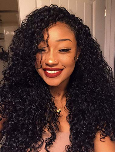 Brazilian Virgin 360 Human Hair Lace Frontal for Black Women, LLwear Pre Plucked 360 Curly Closure with Baby Hair Natural Hairline Natural Color 18 Inch