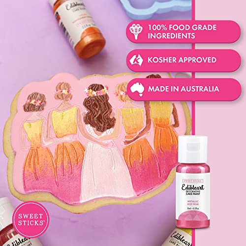 Image of Sweet Sticks Edible Art Decorative Cake Paint 0.5 Ounce (15 Milliliters), Metallic Hot Pink