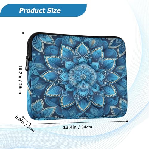 Funda para portátil de 13-14 pulgadas diseño mandala azul impermeable miniatura 3