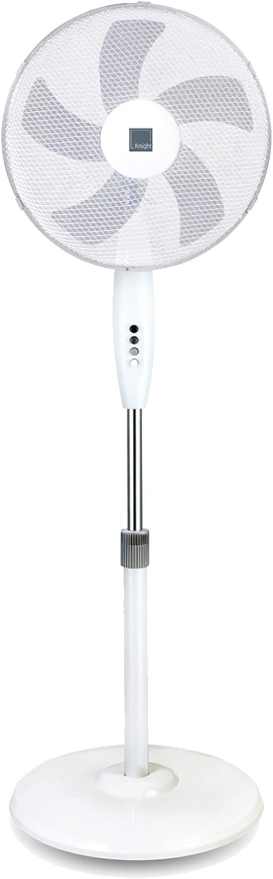 Knight 16" Pedestal Stand Fan | 140cm Height | 3 Speeds | Oscillating & Tilting Head | White | Heavy Round Base | Powerful Cooling for Home or Office