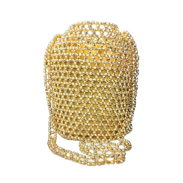 DUCHESS Gold Pearl Handmade Embellished Beaded Tassel Potli Bag For Weddings