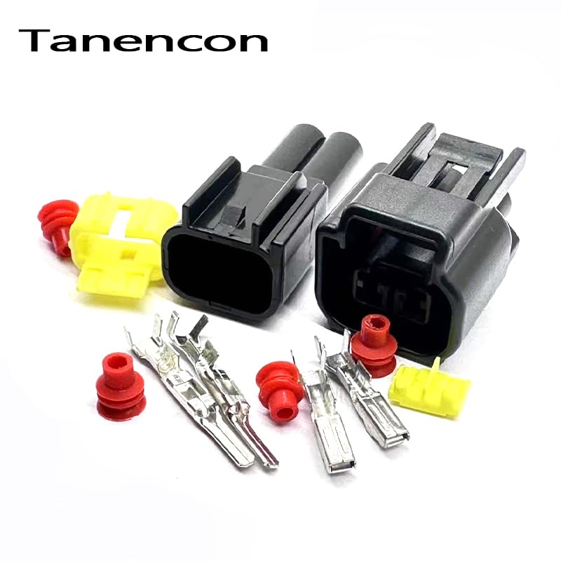 2 Pin Car Engine High Voltage Package Connector Ignition Coil Wire Harness Waterproof Plug for d Focus FW-C-2F-B FW-C-2M-B - (Color: Gold, Package: 20 Sets)