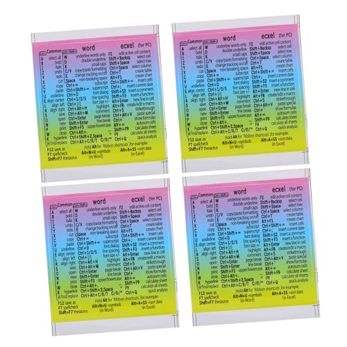 FUNNETOYU Laptop Shortcut Stickers 4pcs Shortcut Sticker Sheets Self-Adhesive Reference Decals for Word Keyboard Laptop Accessory for Office and Student Use