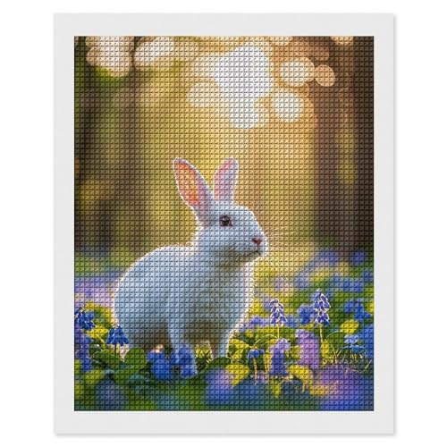 Peinture diamant lapin blanc 40,6x50,8 cm, kit broderie strass carrés 5D FodPand