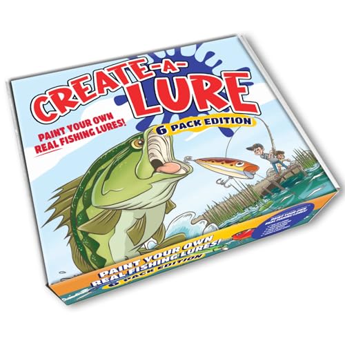 Create-A-Lure 6-Pack Edition: Kid-Friendly Activity and Lure Making Kit - Includes Paint, Brushes, and 6 Lures - Perfect Arts and Crafts for Kids, Tackle Box and Fishing Gear Must-Have