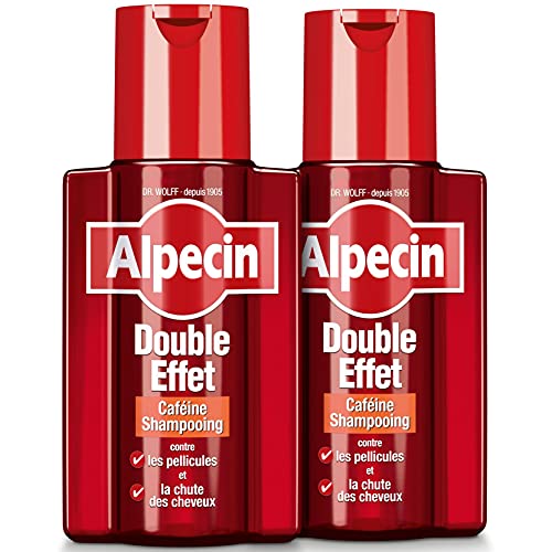 Alpecin Double Effet 2 x 200 ml Shampoing homme antipelliculaire | Shampoing anti chute de cheveux homme | Shampoing cheveux gras | Cheveux traitement calvitie