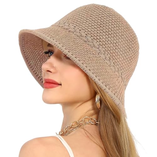 MLPKOI Chapeau de Soleil, cChapeau de Paille de Femmes, Chapeau de Pêcheur, cChapeau Femme Ete, Pliable, Anti-UV, Bucket Hat été pour Outdoor Camping Voyage...