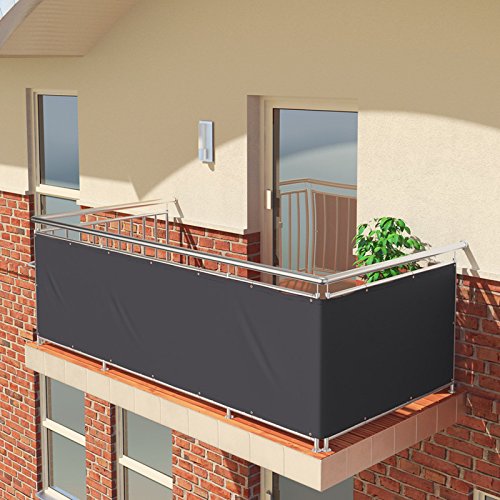 BALCONIO Balkon Sichtschutz wasserabweisend Balkonbespannung Balkonabdeckung für Balkon Terrasse aus Polyester-500 x 85 cm-Anthrazit