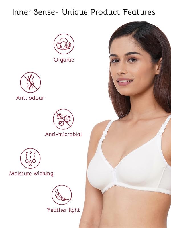 Image of Inner Sense Organic Cotton Bamboo Nursing Bra for Women I High Coverage Feeding Bra with Lace Detailing on Neckline I Non Padded Maternity Wear with Wirefree Design