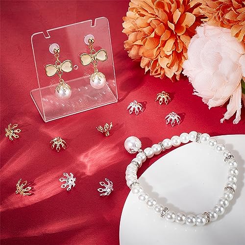 Beebeecraft 80Pcs 2 Colors Flower Bead Caps 24K Gold & 925 Sterling Silver Plated Filigree Bell Bead Cap Bails End Charm for Bracelet Necklace DIY Jewellery Making Crafts Supplies - Image 4