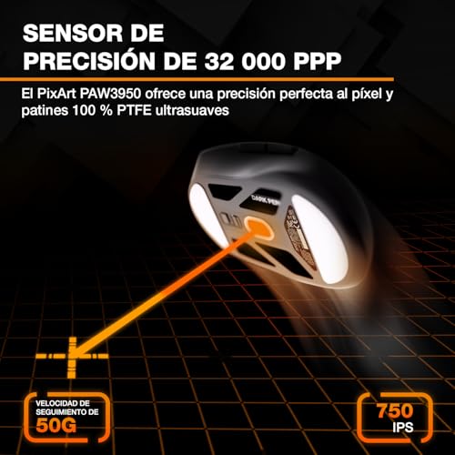 Ratón PC Dark Perk Sym inalámbrico 32000 dpi y sensor PixArt PAW3950 5