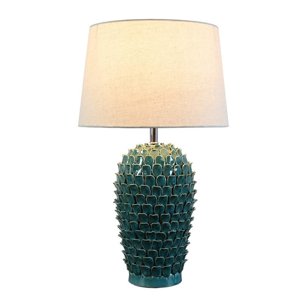 asdchZen 23.6" Modern Simple Ceramic Table Lamp With Drum Shadeamerican Farmhouse Table Lamps Bedside Nightstand Ceramics Desk Lamp For Bedroom, End Table