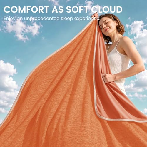 Image of Topcee Cooling Blanket (90 inchx90 inchQueen Size) for Night Sweats Absorbs Heat to Keep Adults Cool on Warm Nights, Q-Max 0.5 Cooling Blankets for Hot Sleepers, Ultra-Cool Lightweight Blanket for Bed
