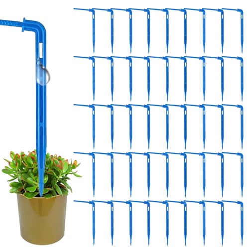 Henjunu 60 Stück Bewässerung Pfeil Tropfer Tropfer Bewässerung Bewässerungstropfer Emitter Bewässerungsset Gewächshaus Gartenbeschläge (Blau)