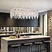 Siljoy Modern Rectangular Crystal Chandelier, L47 Luxury K9 Raindrop Pendant Lighting Rectangle Linear Hanging Ceiling Light Fixture for Dining Room Kitchen Island, 10-Lights