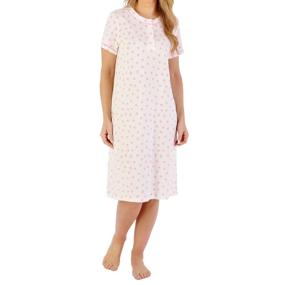 Slenderella Gale Short Sleeve 40 Inch Cotton Nightdress (12/14, pink)