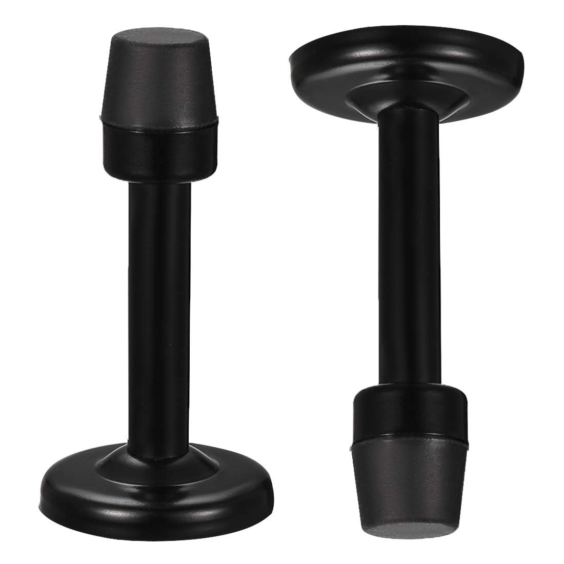 TA-VIGOR 2pcs 78mm Height Door Stopper Wall Mounted with Screws, Zinc Alloy Door Stop with Dampening Rubber Bumper for Rooms, Front Doors, Patios, Garages, Offices (Black)