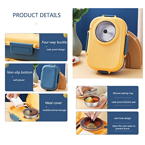 Siotenze Bento Lunch Box, 4 Grid Stainless Steel Space Leak-Proof Insulation With Separate Soup Bowl, Applicable Over 3 Years Old, Suitable For Travellers, Campers, Workers, Students #TOP5