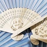 Eventail Personnalisé,Ventail à Main en Soie Gravé Personnalisé,DIY,Eventail Mariage Pliant Ventilateur Bois.Cadeaux Mariage Danse Fête Décoration (30pcs)