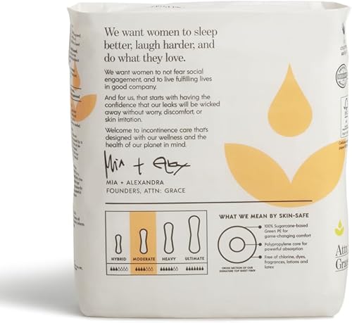 Miniatura 2 de Atención Grace - Almohadillas de incontinencia moderadas para mujeres, paquete de 28  Alta absorción, transpirable, a base de plantas  Almohadillas