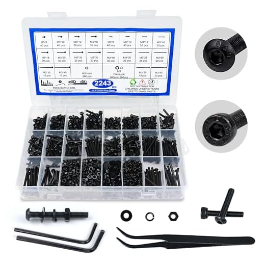 2243PCS Metric Screw Assortment Kit, M3 Bolts and Nuts With Lock and Flat Washers, Machine Screws Hex Button Head and Hex Socket Head Screws