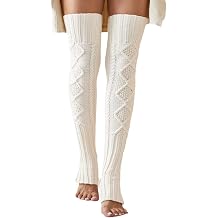 SherryDC Womens Cable Knit Thigh High Leg Warmer Socks Over Knee High Footless Boot Stockings