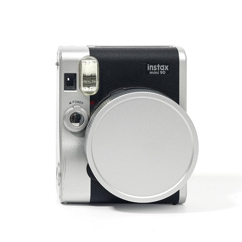 Pidynx Aluminum Alloy Lens Protection Cover for Instax Mini90 Camera, with Anti-Loss Rope (Silver)