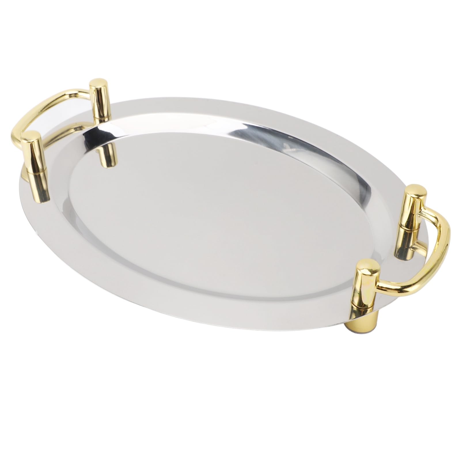 Aramox Plato de Acero Inoxidable, Bandeja para Servir de Acero Inoxidable 304 con Asa, Plato de Metal Multifuncional para Restaurante, Hotel, Buffet, Catering, Servicio de Alimentos (#3)