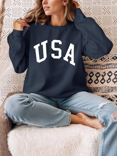Image of Langwyqu Women's Oversized Sweatshirt Los Angeles California Crewneck Long Sleeve Casual Loose Pullover Tops