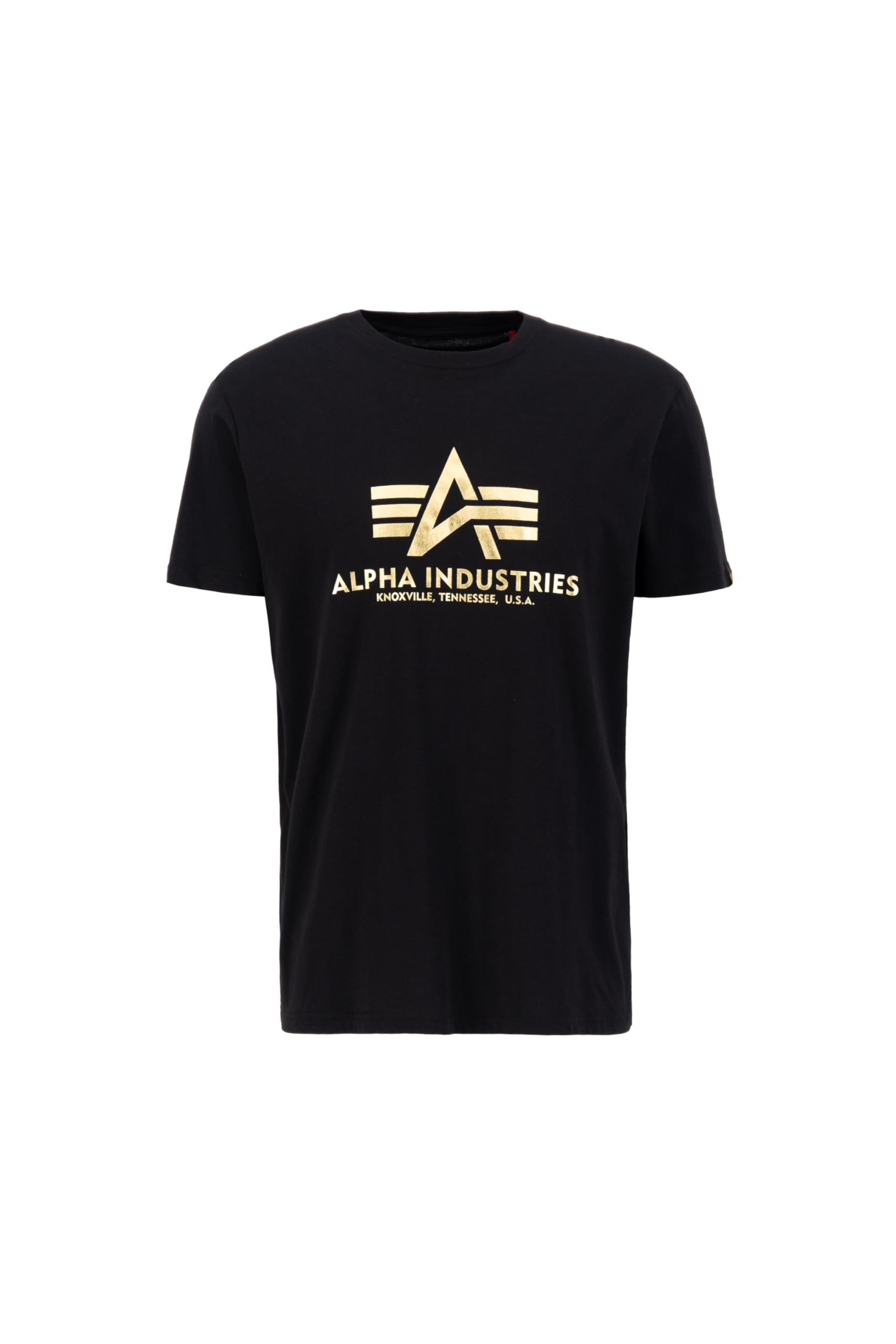 Alpha Industries Basic Foil Print T-Shirt for Men Black/Yellow Gold