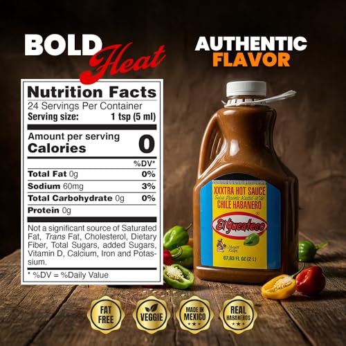 Image of El Yucateco XXXtra Hot Habanero Sauce, 4 fl oz (Half Gallon) | Authentic Mexican, Chile Habanero, Extra Heat, Imported from Mexico