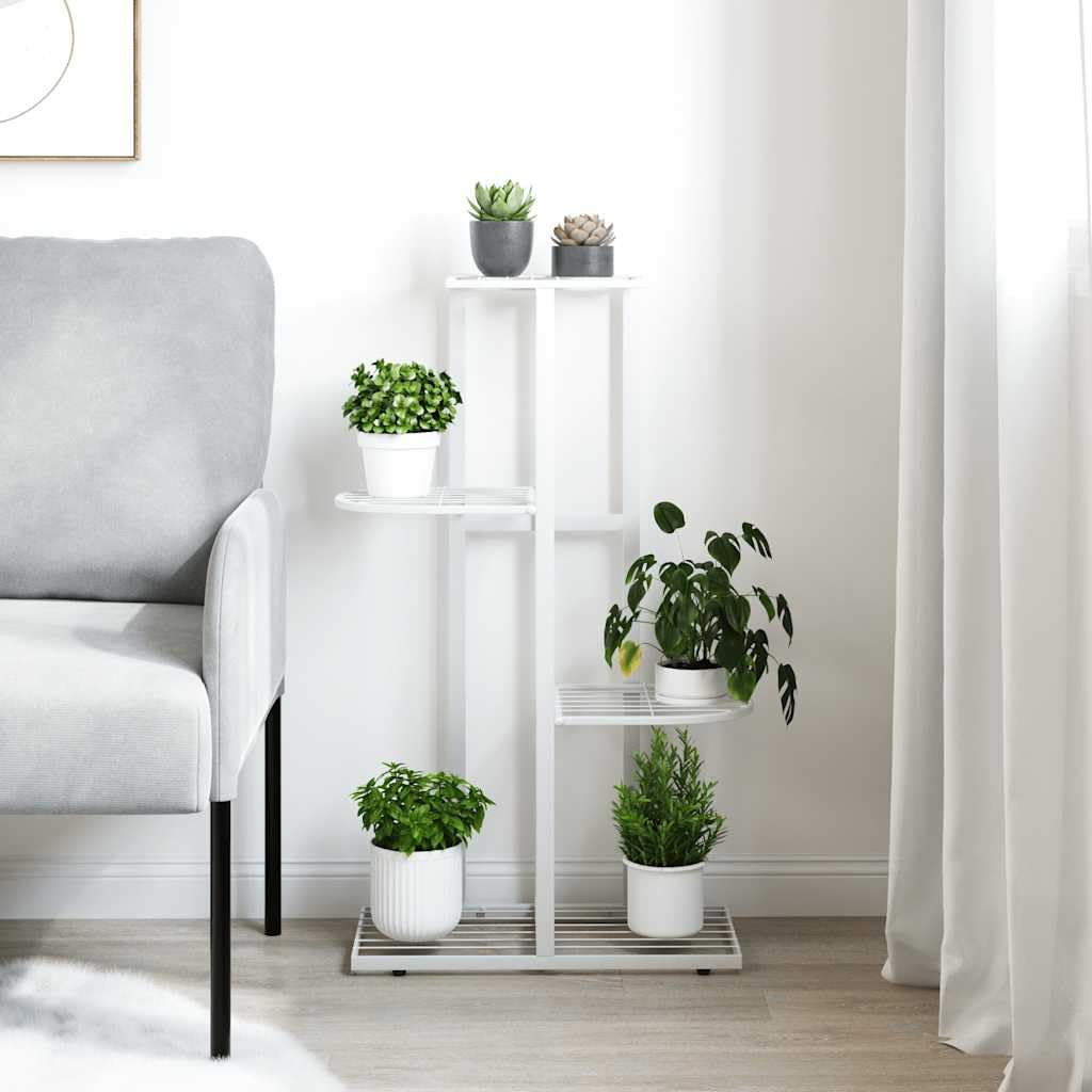 Metalowy stojak na kwiaty biały 4 poziomy 43x22x76 cm