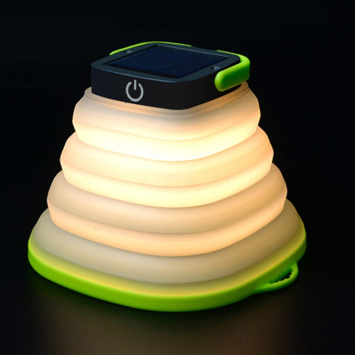 Linterna de camping, 5 piezas de respaldo y colgante al aire libre con tienda portátil, luz plegable, lámpara de linterna, batería USB, kit de camping LED de emergencia, campamento solar, viaje, negro