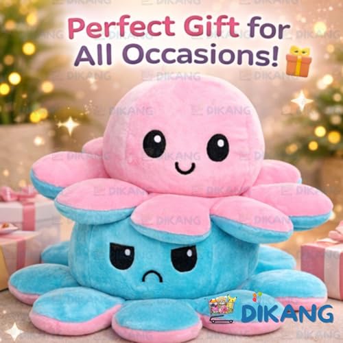 Image of DIKANG Dual Face Octopus Plushies Reversible Soft Toys for Girls | Teddy Bear Gift Stuffed Toys for Kids | Cute Trendy Toys Gifts for Girls | Birthday Gifts /Valentines Day /Anniversary (Octopus Toy)
