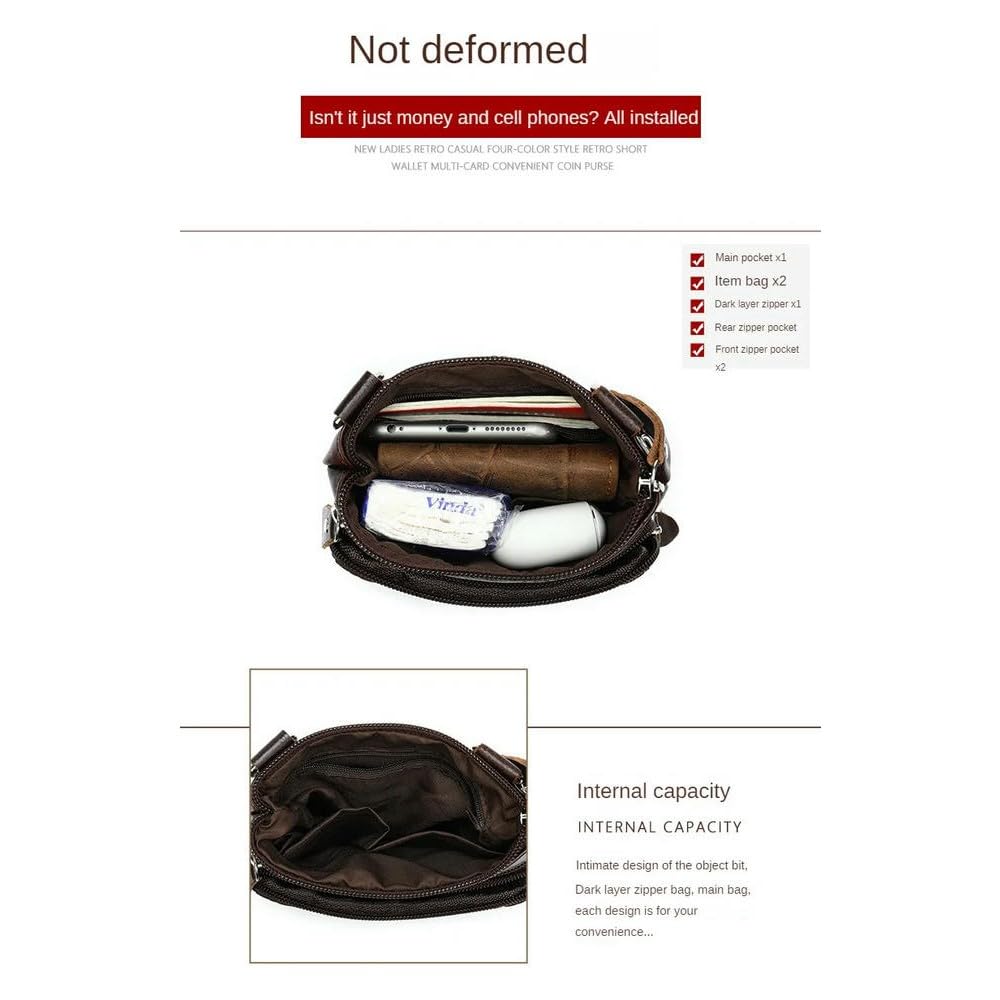 NYSDM Bolso de Hombro de Cuero de Primera Capa de Piel de Vaca para Hombre, Bolso de Negocios Informal para Hombre, Bolso Bandolera