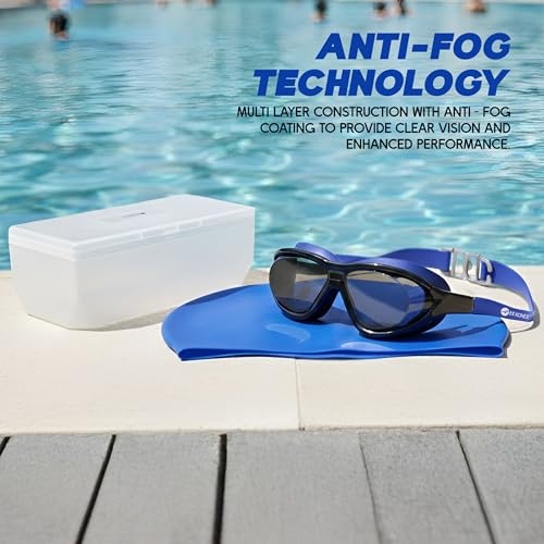Image of KONEX Swimming Goggles | Polarised UV Protected Lens | Anti-Fog & Anti-Leak with 3D | Trusty - Black