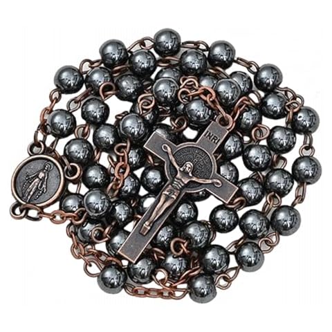 Kuesn Black Hematite Rosary Necklace for All Cover
