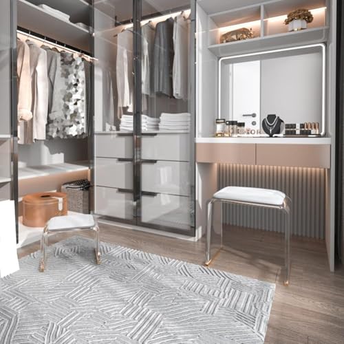 Taburete de ducha acrílico con asiento acolchado cómodo y diseño transparente 5