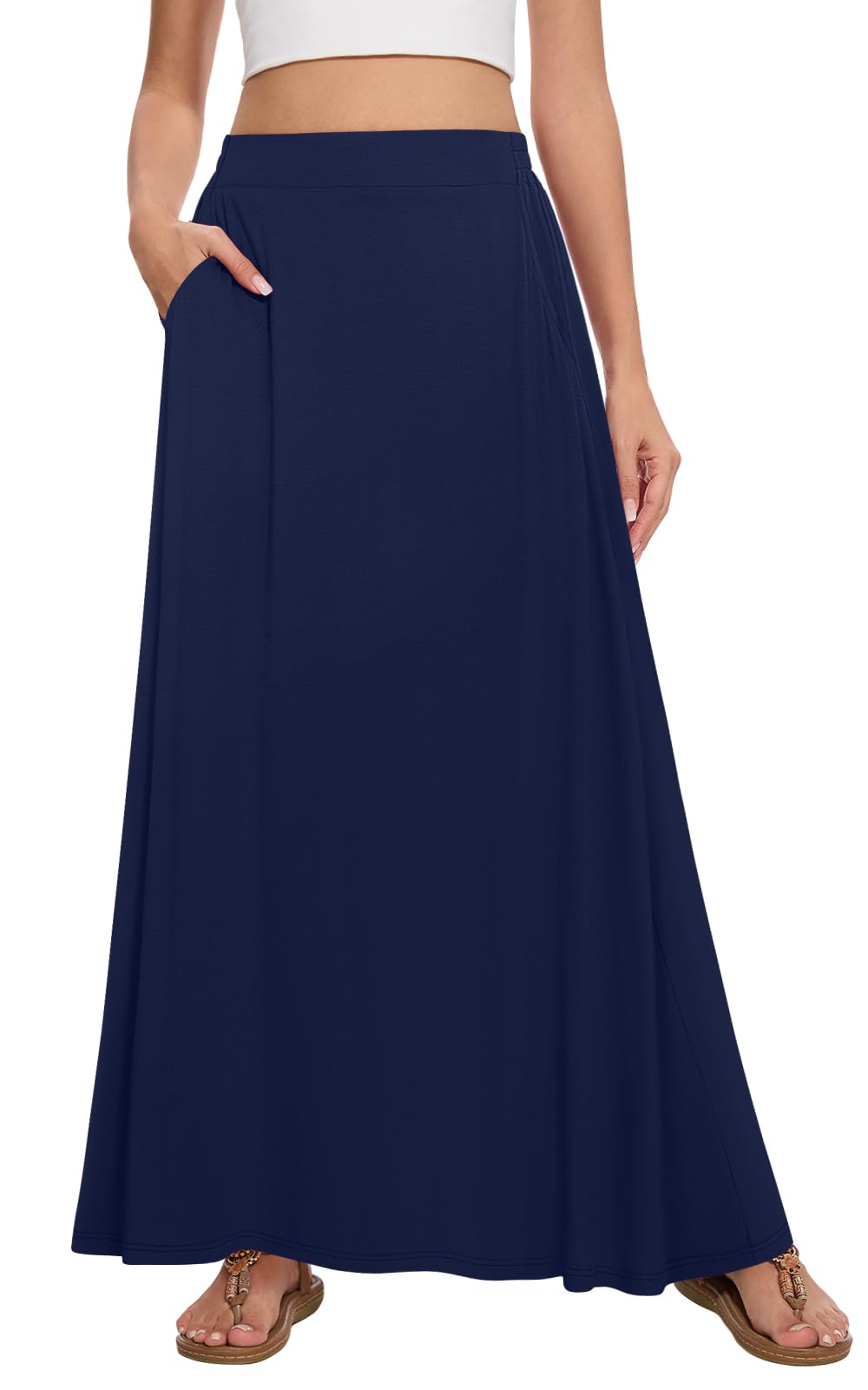 Womens Maxi Skirt Long Flowy Summer A-Line High Waist Skirts