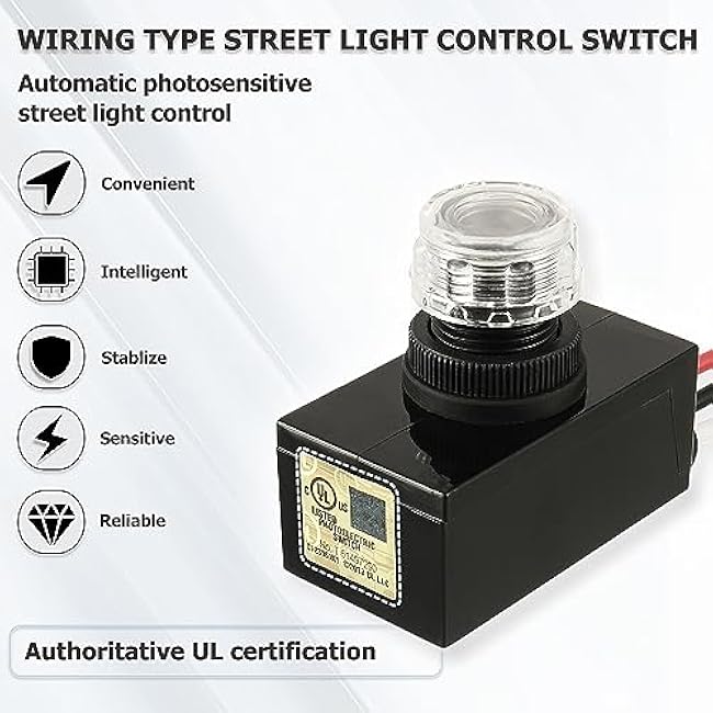 BOJACK Outdoor Hard-Wired Post Eye Light Control with Light Sensor Direct Wire-in Electronic Photocontrol with Photocell Light Sensor for Outdoor Lighting
