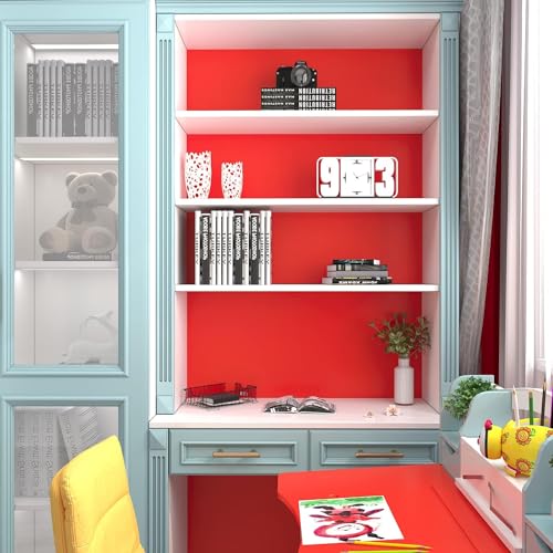 Image of HOME13 Vinyl Red Matte Self Adhesive Removable and Decorative Vinyl Wallpaper for Kitchen Countertop Cabinets Table, 2 Ft x 20 Ft with 2pcs