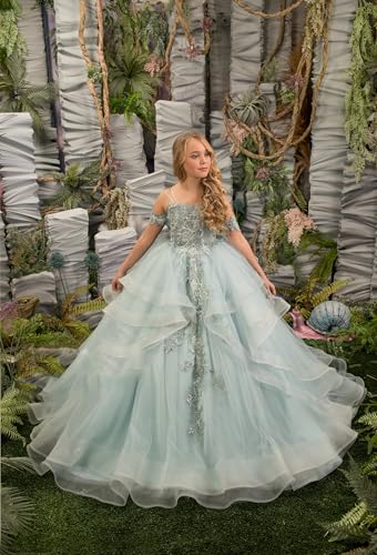 MASRAXO Off Shoulder Flower Girl Dress for Wedding Lace Appliques Pageant Dresses for Girls Formal Party Ball Gown2