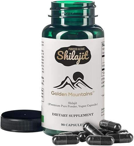 Miniatura 8 de Golden Mountains Shilajit Cápsula vegana 500mg Altai puro 90 unidades de minerales traza premium