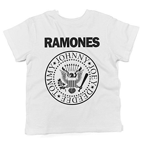 LaMAGLIERIA T-Shirt Jersey pour bebè Ramones - Baby T-Shirt Rock, 6-12 Mois, Blanc