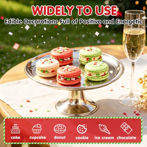Image of Edible Christmas Sprinkles,Red Green White Round Confetti Sprinkle for Cake