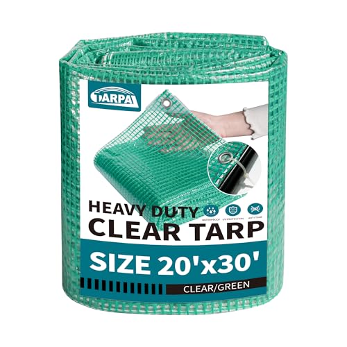 Image of TARPAL 20'x30' Clear Green Tarp Heavy Duty Waterproof 12mil with Grommets
